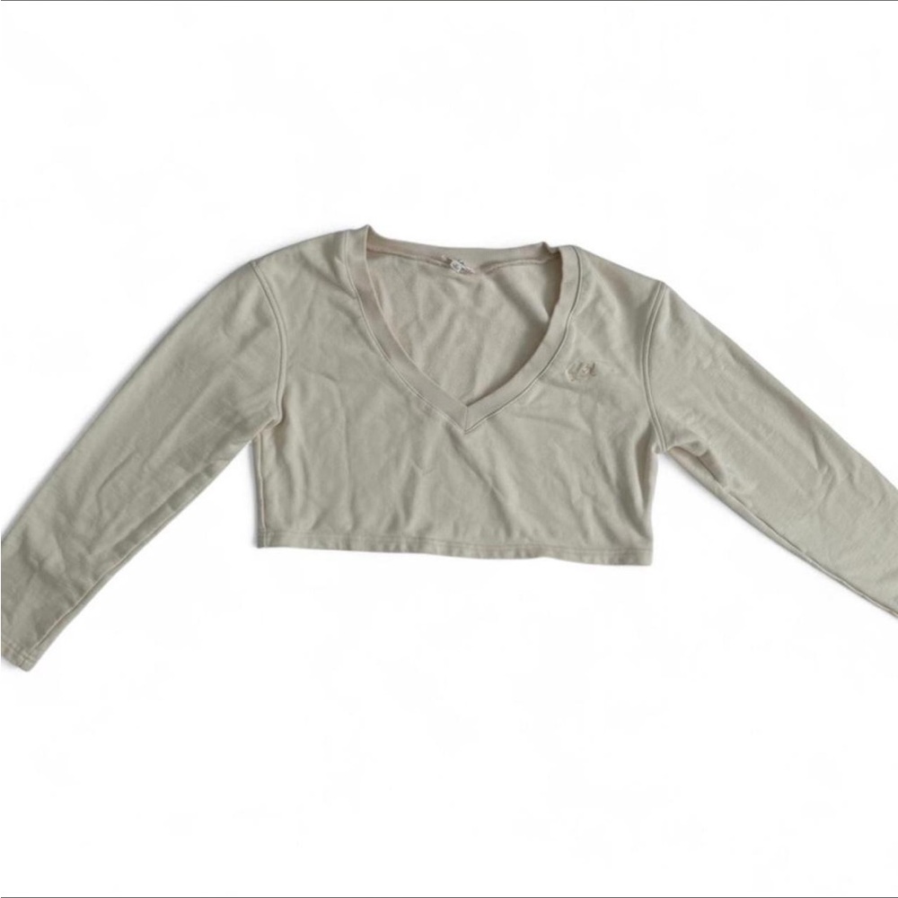 For Love And Lemons Cream Long Sleeve Crop Top